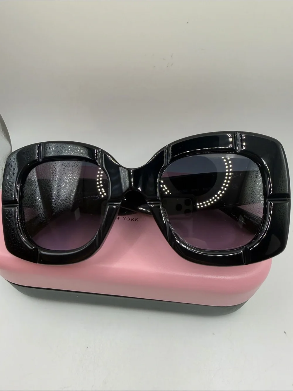 Black Oversized Square Sunglasses with Pink Case. Kate spade. Brand new